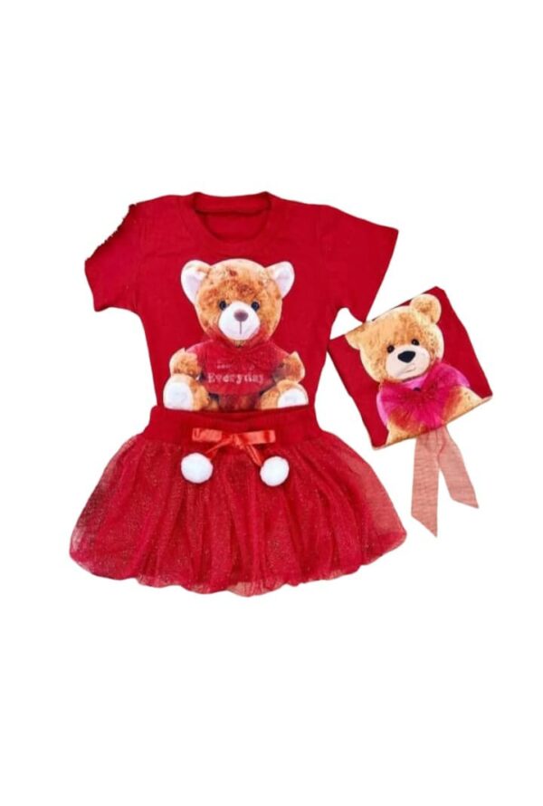 Conjunto Shorts Saia Urso com Pompom