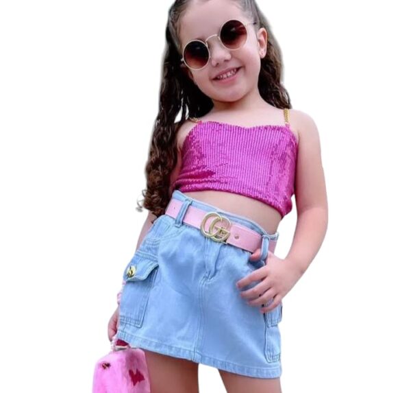 Saia Cargo Jeans com Cinto